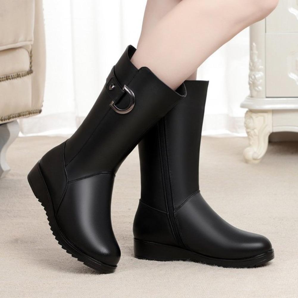 Fashion Women's Shoes Thick Heel Ladies Boots Zipper Suitable for Women Punk Style Cotton Shoes Womens High Boot Party Shoes Botas Mujer