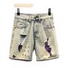 Mens Light Wash Distressed Denim Shorts Loose Fit Ripped Jeans Casual Streetwear