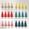 12Pcs Mini Christmas Desktop Miniature Pine Tree Micro Landscaping 4.5/6.5Cm Sisal Silk Cedar Tree Ornamen Navidad Xmas Decor