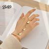 Adjustable Butterfly Bracelet Golden Hand Chain for Women, Metal Tassel Gold Tone Jewelry Women with Finger Ring, Harness Unique Ornament