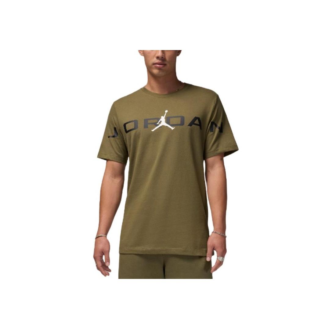 Jordan Letter Logo Print Versatile Soft Fashion Short Sleeve T-Shirt Men Tops Olive-Green HJ2358-222 XXL