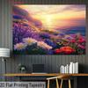 2D Colorful Wildflowers by the Sea Background Cloth for Vacation & Beach Party Photography Props