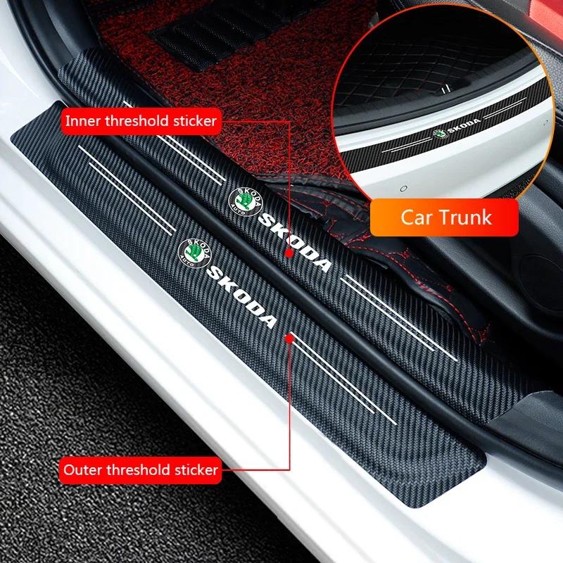 WMZW4 Car Exterior Door Threshold Sticker for Skoda Octavia A7 Tour Superb Kamiq Rapid Kodiaq Fabia 2 Yeti Karoq Kodiak Bumper Strip
