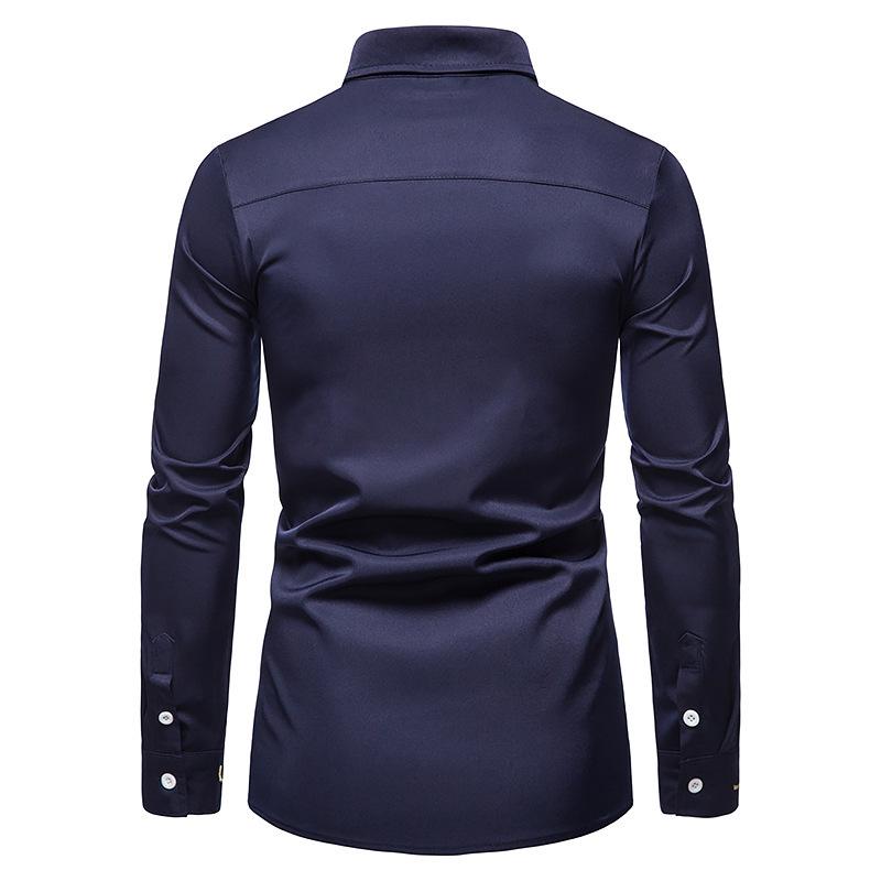 European Hollow-Out Asymmetrical Embroidered Men's Long Sleeve Western Shirt