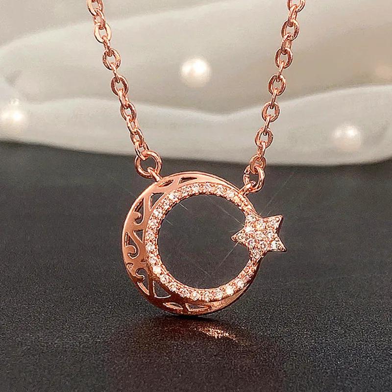 Schicke Mädchen Halskette Accessoires Mode Roségold Farbe Anhänger Alltagskleidung Zarter Statement Schmuck für Frauen
