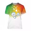 Men's 3D Printed T-Shirt Badminton Pattern Print Outdoor Fitness Breathable Quick Drying Sports Short Sleeve O-Neck Pullover Casual Top