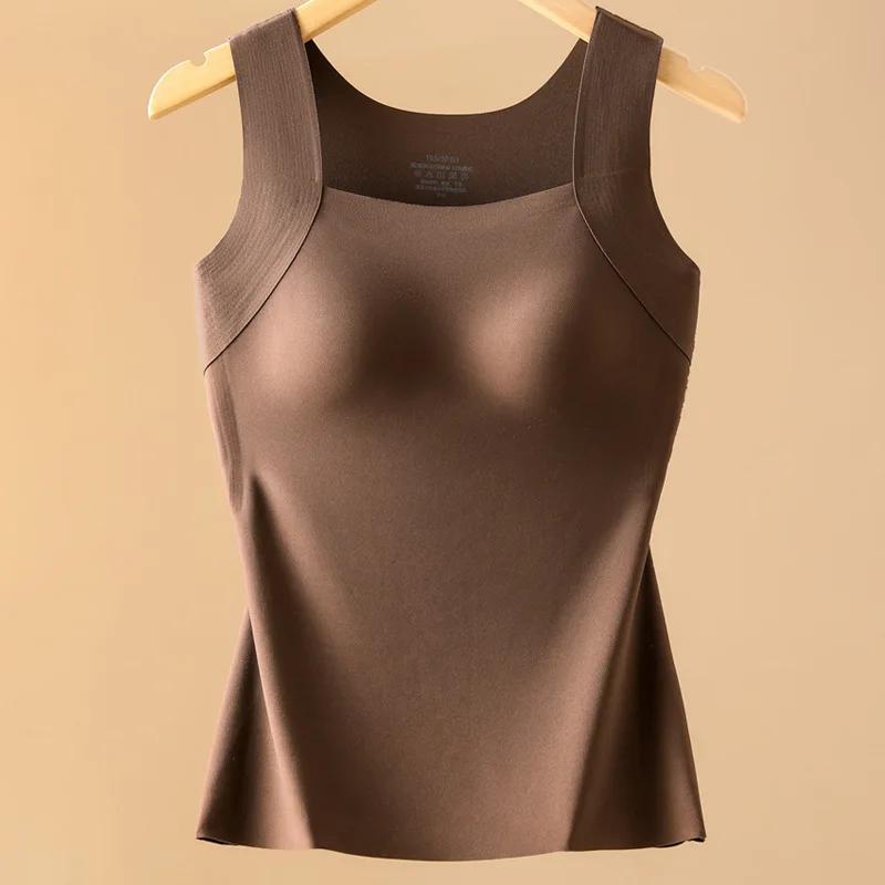 Damen Square Neck Thermos-Tanktop Nahtlos Slim Fit Ärmellos Unterhemd Weich Warm Innenbekleidung Weste Für den Winter
