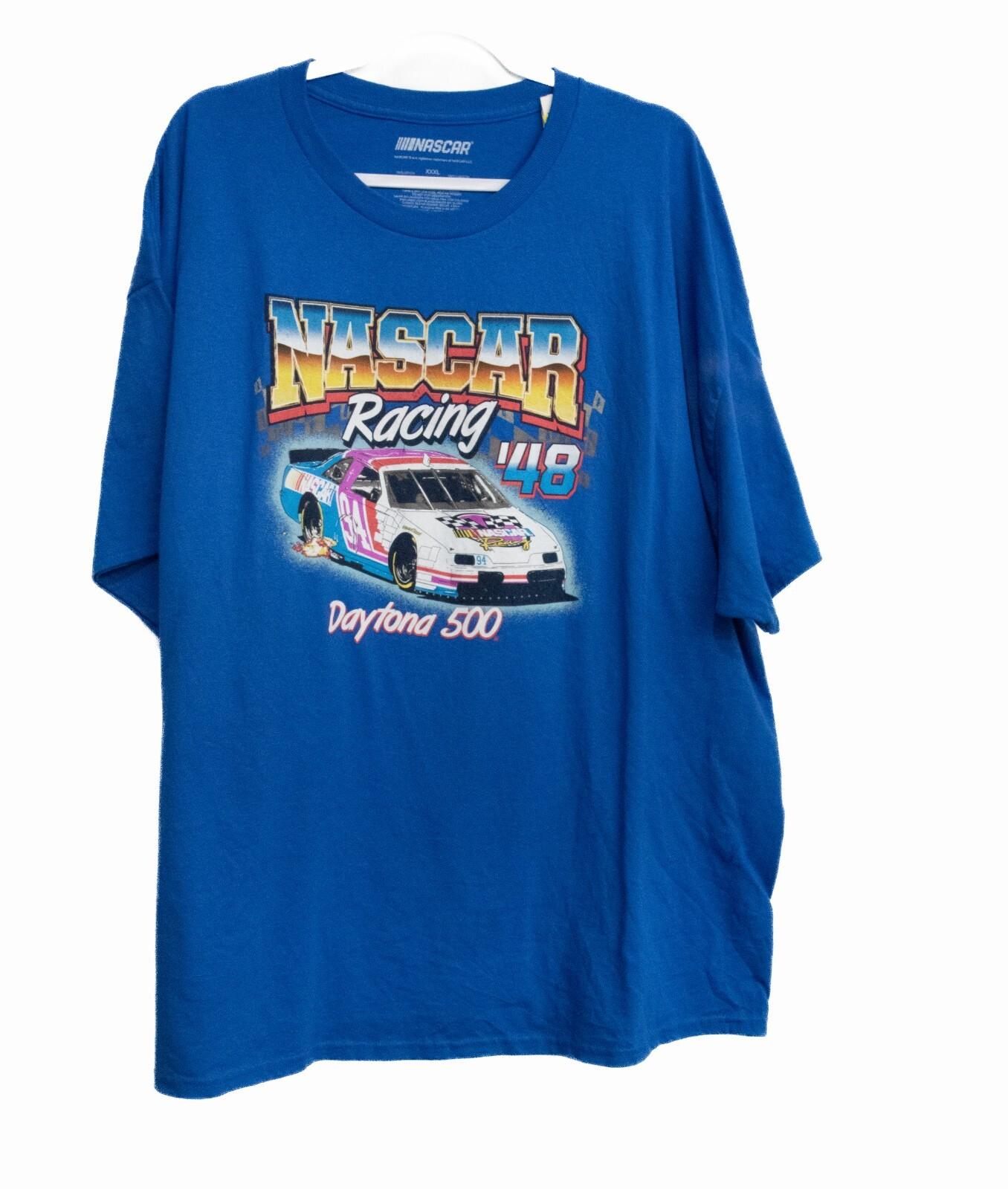 Nascar Racing Mens Blue Cotton T-Shirt 48 Daytona 500 Crew Neck Short Sleeve 3XL XXL