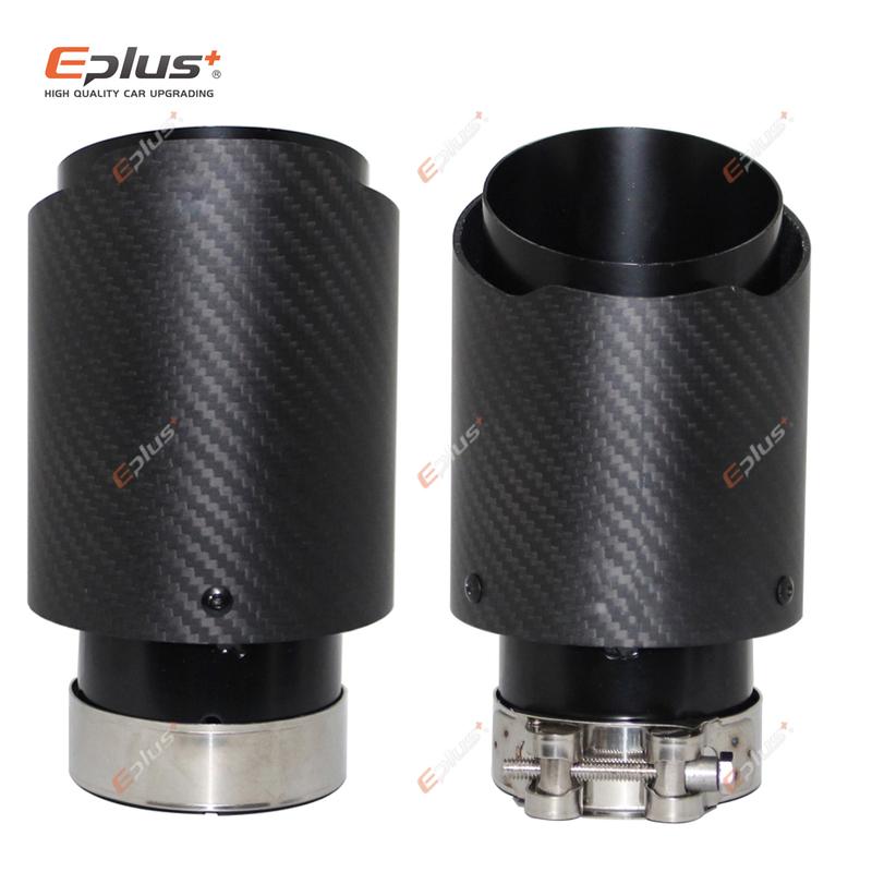 Universal Car Matte Carbon Fiber Muffler Tip Exhaust System Pipe Mufflers Nozzle Straight Stainless Black