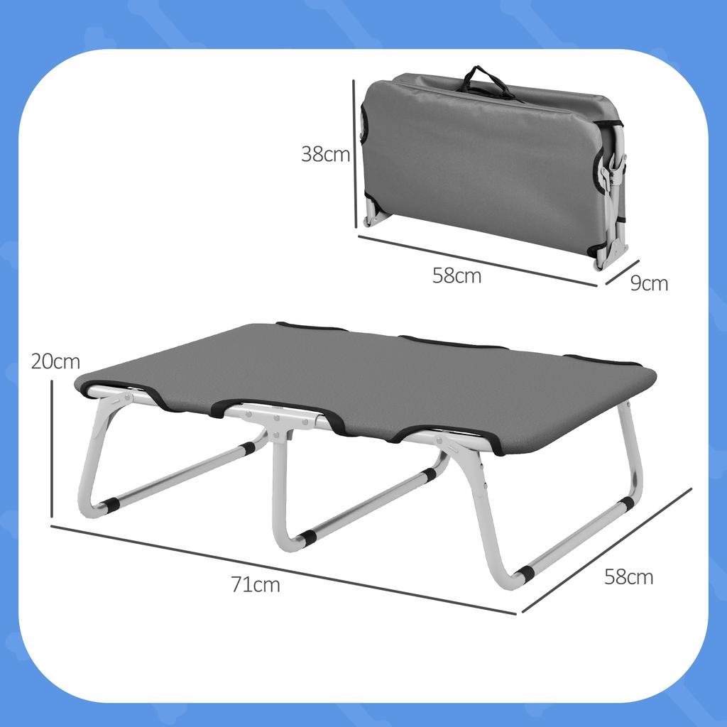 Dog Bed, Foldable, Sturdy & Comfortable, Up To 10kg, 71x58x20cm, Grey