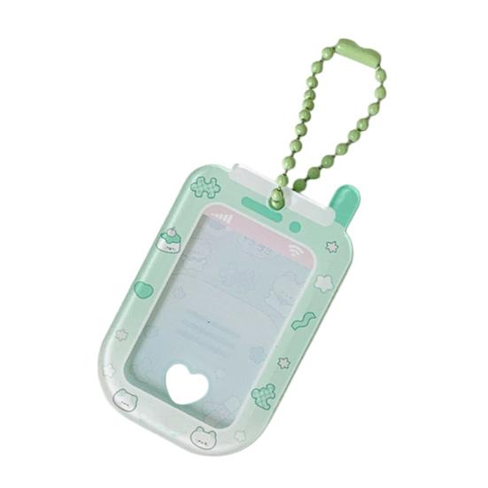 Acrylic Mini Card Holder Cute Cartoon Phone Badge for ID Photos Keychain Display Hard Protective Sleeve for School Office & Collectibles
