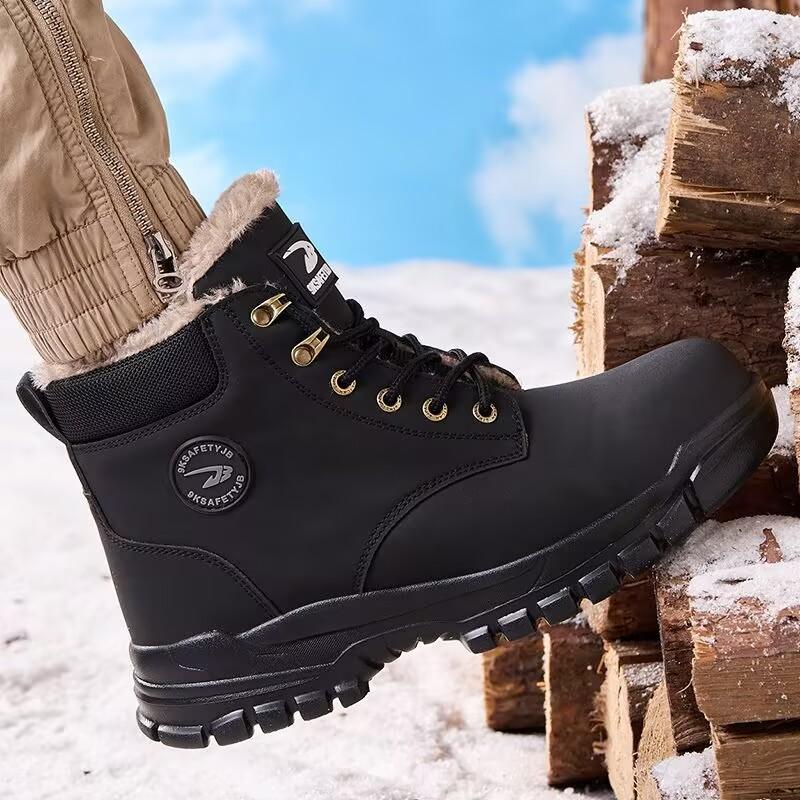 Fashion Winter Warm Men's Work Safety Boots Waterproof Rugged Steel Toe Shoes Sneakers Safety Protection Coldproof