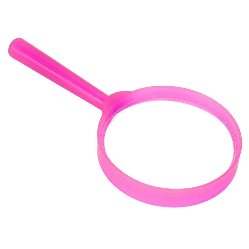 Mini Handheld Magnifier with Plastic Handle Portable Reading Magnifying Loupe for Students ChildrenPink