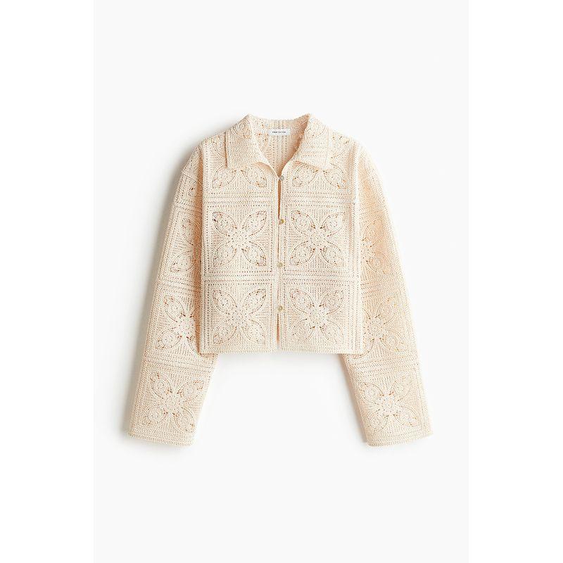 

HM Short Coat 2025 New Fall Women s Clothing Fashion Imitation Crocheted Outwear 1285162 Light Beige 170/104