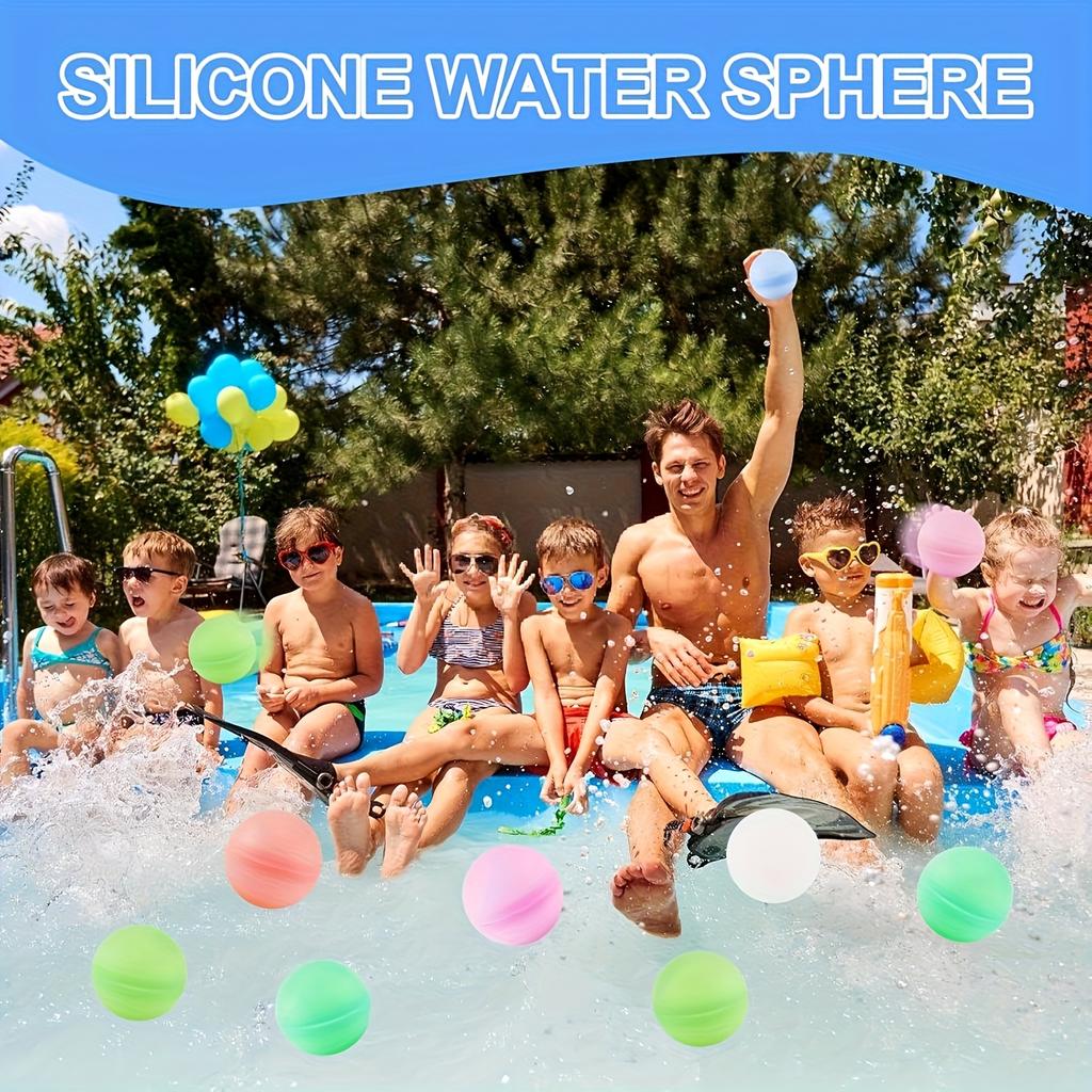 6/10/24 Stück Wiederverwendbare Wasserbälle, Silikon-Wasserballons, Aufblasbare Wasserspielzeuge für Poolspaß - Zufällige Farben