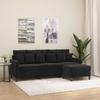 Vidaxl 3-Seater Sofa with Footstool, Black, 180 Cm, Velvet