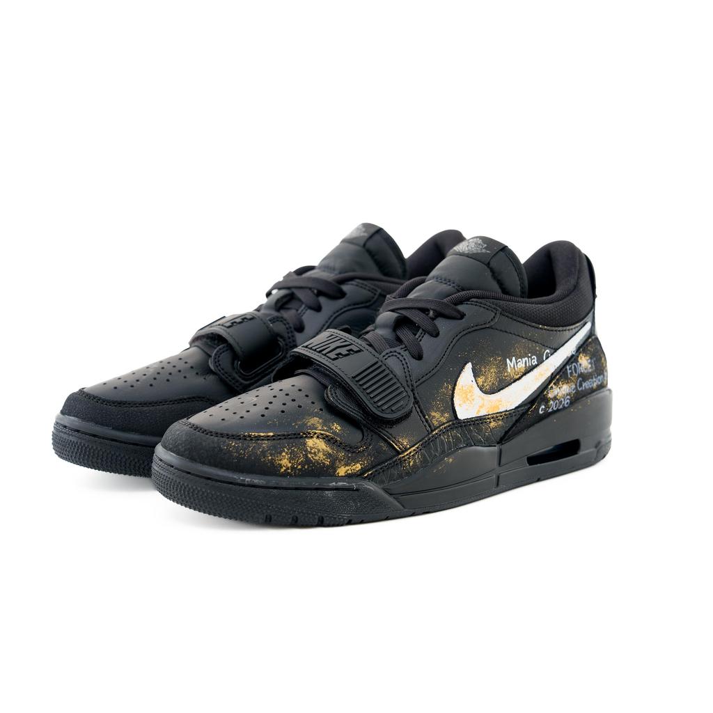 Jordan Scarpe da Basket Basse Air Jordan Legacy Ink Gold Storm in Pelle Antiscivolo Resistenti all'Abrasione da Uomo Nero IQ9784-001(Team240-)