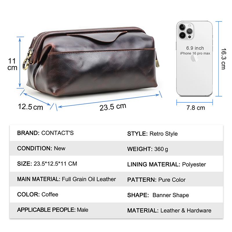 CONTACTS Genuine Leather Data Storage Bag Digital Accessories Storage Cable Phone Travel Cable Organizer