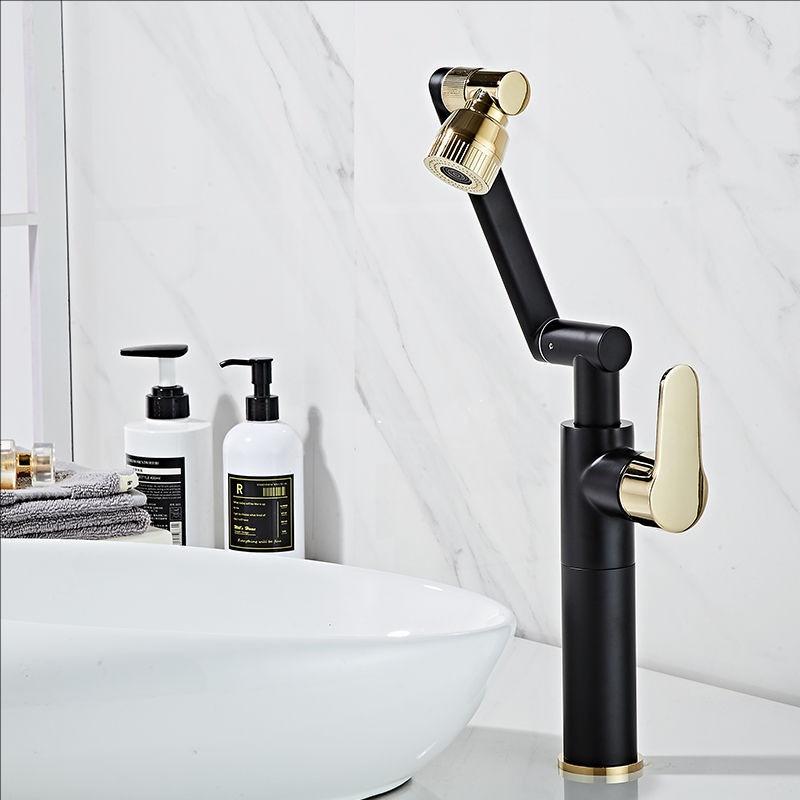 Robinet de lavabo de salle de bain en laiton antique Mélangeurs de cuisine universels Robinets Chaud Froid Ménager Modes doubles Rotatif Bidet Bras robotique