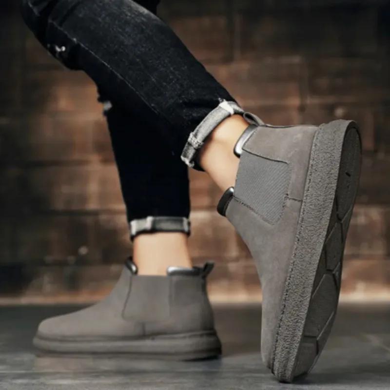 Herren Lederschuhe Slipper Retro Dicke Sohle Männliche Freizeitstiefel Plateau Ausverkauf Im Angebot Niedriger Preis Designer Schuhe Angebot Neu