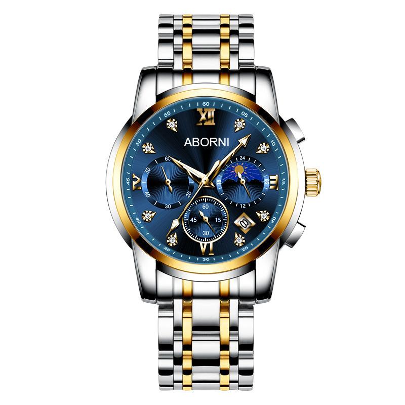 Yaboni Men'S Watch Multifunctional Three-Eye Six-Pin Business Watch Calendar Waterproof Luminous Men'S Watch