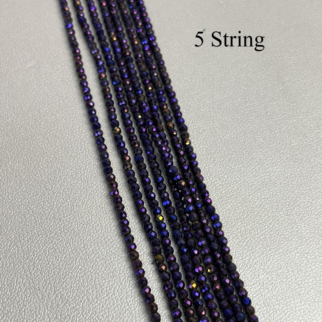 5String, Mystic Iridescent Blackberry Purple Plated Glass Seed Beads 2mm/3mm, 38cm Strand, Dainty Loose Beads for DIY Bracelet Necklace Jewelry Making