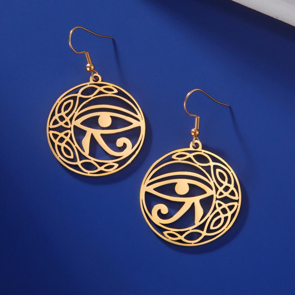 Stainless Steel Horus Eye Earrings Vintage Celtic Knot Hanging Earrings Women's Trendy Jewelry Gifts