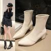 Чоботи Martin Boots для жінок з гострою частиною в корейській версії на високому товстому каблуці на блискавці