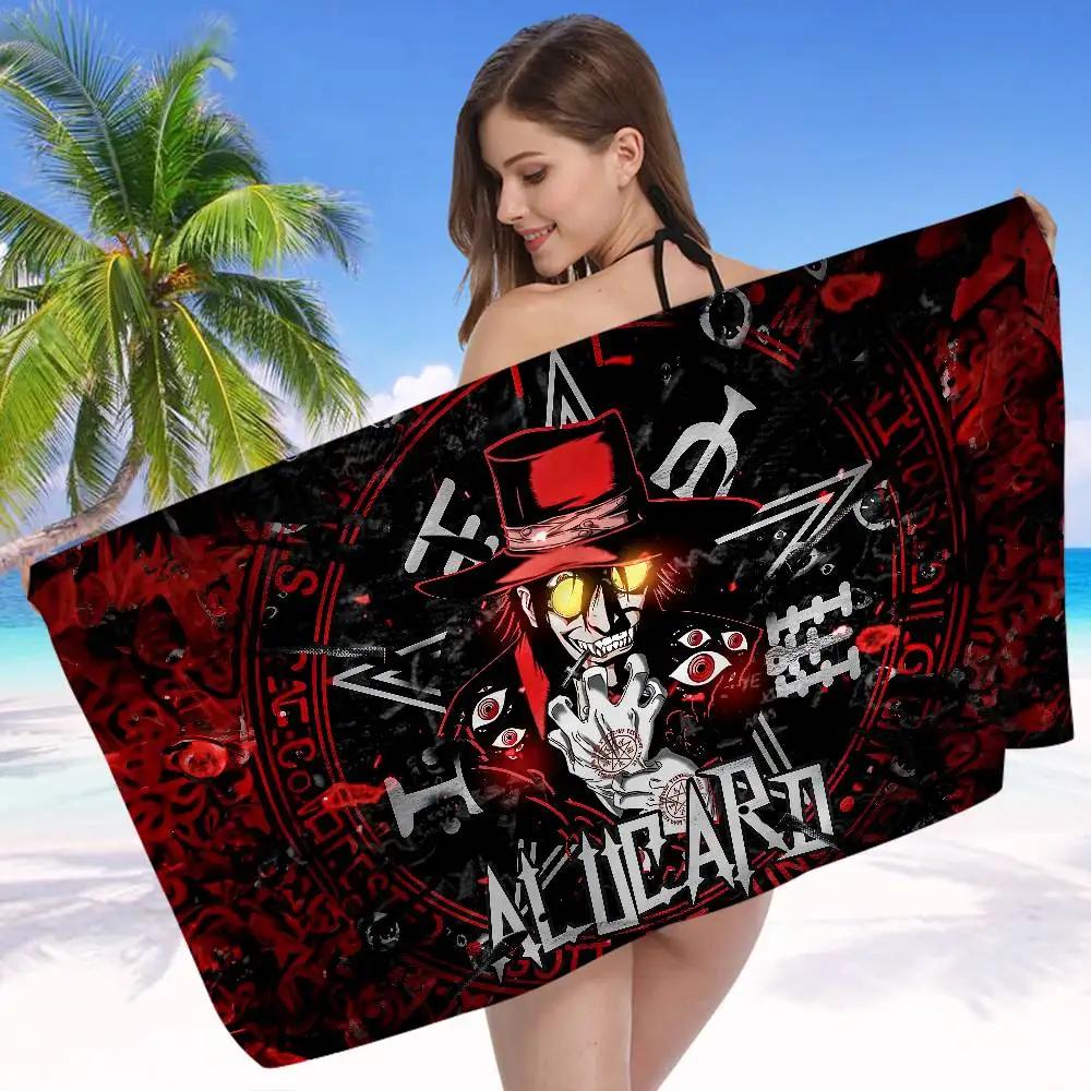 Anime H-Hellsing Mikrofaser Bedrucktes Strandtuch Bergsteigen Yoga Strand Schwimmen Laufen Saugfähiges Weiches Handtuch