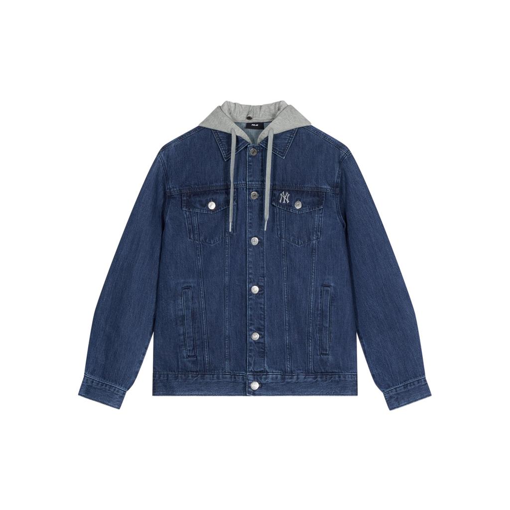 MLB SS24 New York Yankees Hooded Detachable Fashion Spring Autumn Denim Jacket Unisex Jacket Blue 3ADKB0741-50INS