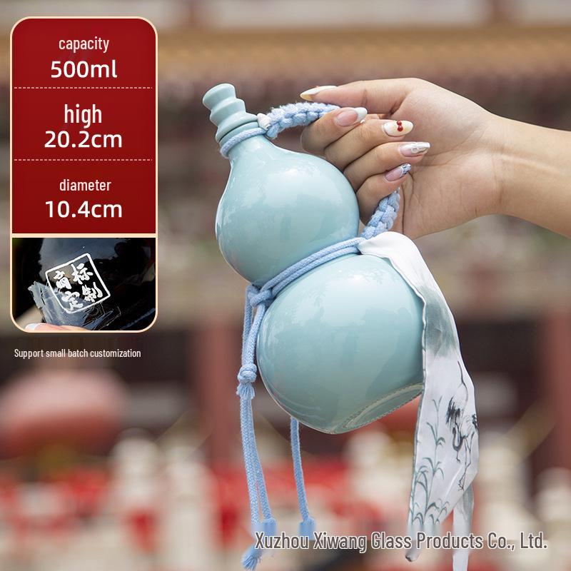Creative Celebrity-Infused Gourd Glass Bottle for Liquor, Milk Tea, or Fruit Tea with Lid - Perfect Small Gift