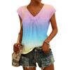Women's Fashion V-neck Gradient Print Short Sleeve Top
