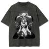 Scary Character Snake Print Cotton Women Washed T-Shirt Summer Oversized Loose Half Sleeve High Street Punk Retro Top Unisex