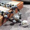 Design Highlight Dark Night Black Artificial Crystal Pearl Natural Black Agate Collarbone Chain Necklace Pendant