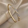 1A Stylish Twisted Half-circle Rhinestone Copper Bracelet, an Elegant and Versatile New Spring/summer Couple's Bracelet, Suitable for Daily Wear and