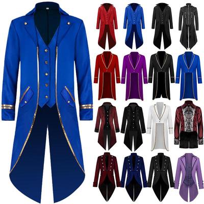 2025 Men's Spring/Autumn Medieval Retro Red Swallowtail Coat Two-Piece Prom Suit