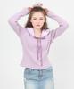 CATTLINE Fur Collar Knit T-Shirt (Purple)