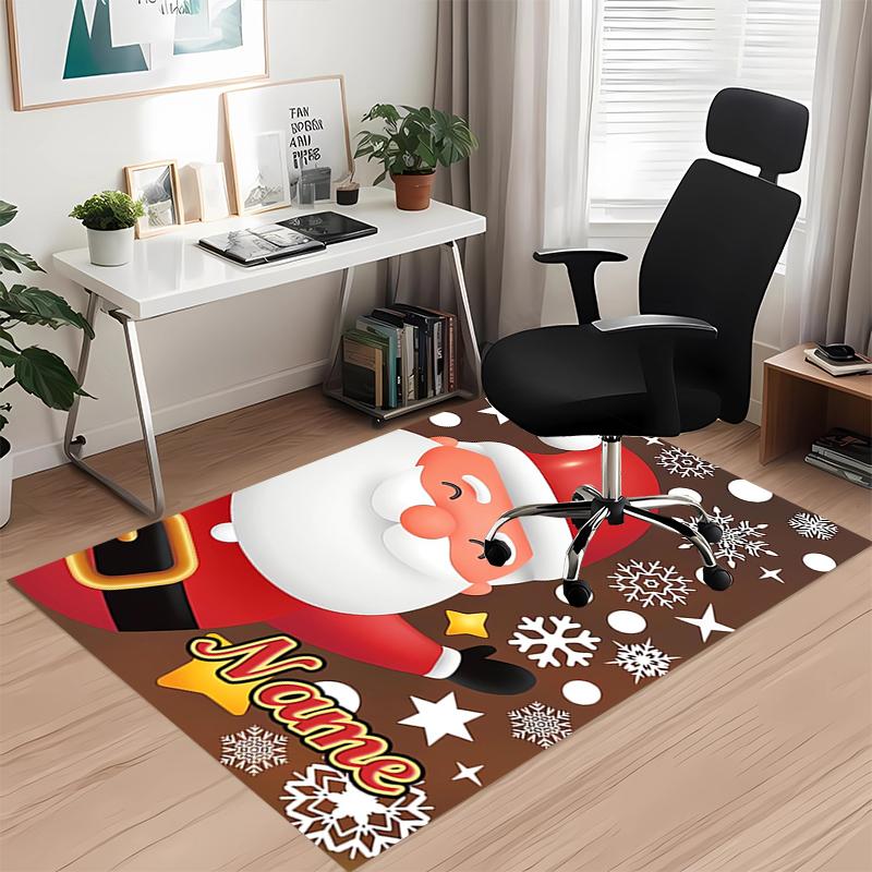 Custom Name Christmas Printed Carpet, for Office Chair Living Room Bedroom Kitchen Room Decor Gifts.