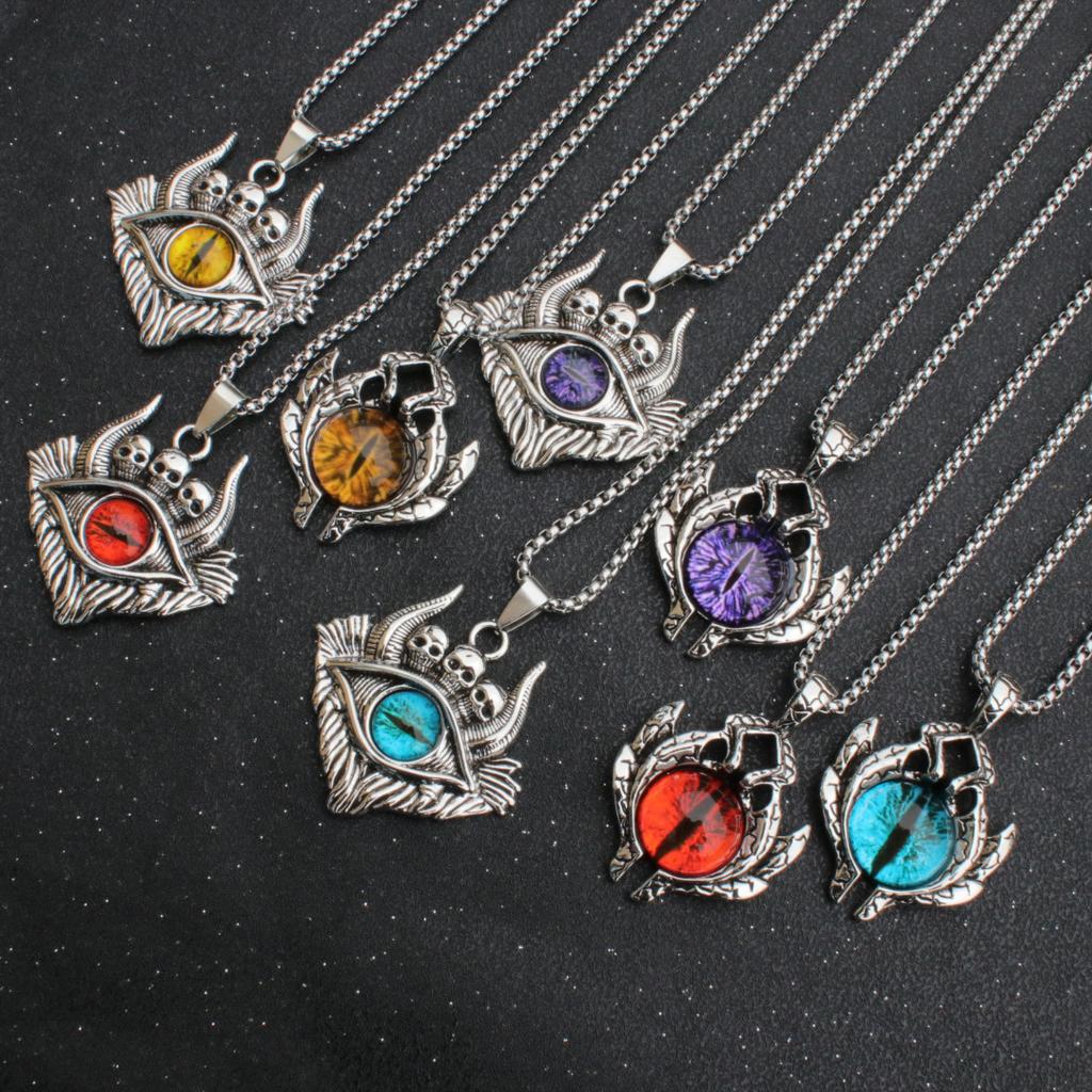 Devil's Eye Necklace Dark Skull Blue Eye Pendant Accessories