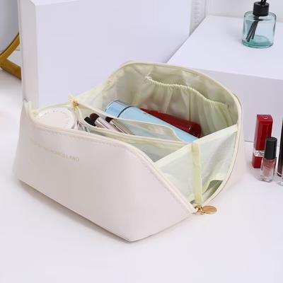 Leather Travel Cosmetic Bag Portable Makeup Pouch Women Waterproof Bathroom Washbag Multifunction Toiletry Kit