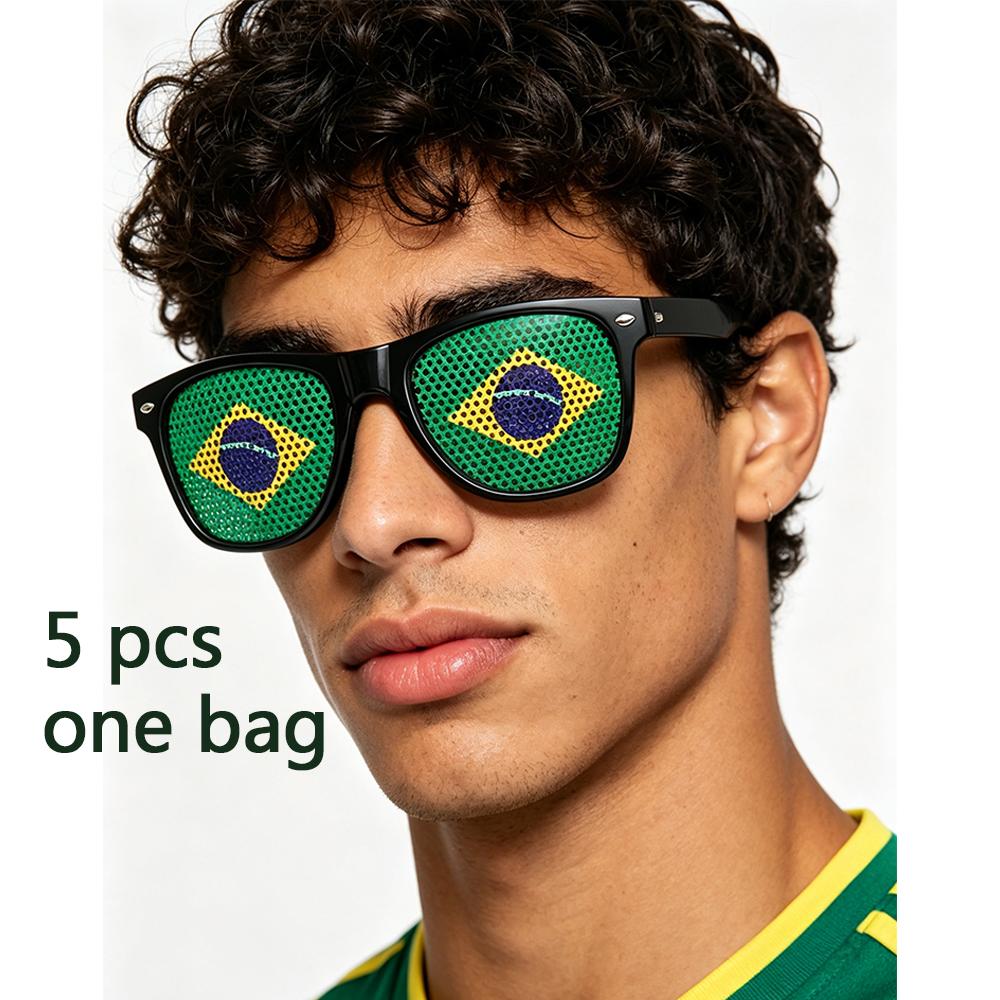 Flagnshow 5 Pcs Football Soccer Fans Brazil Flag Sunglasses
