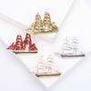 Fashion Enamel Sailboat Brooches for Women Sea Transportation Pins Necklace Event Party Backpack Decoration Clothes Accessories