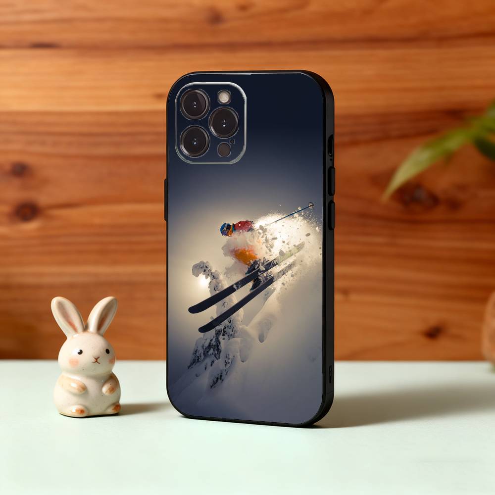 

Cool S-Skiing Phone Case For iPhone17,16,15,14,13,12Plus,Pro Max,XS,5G Soft Silicone Black Cover iPhone16plus