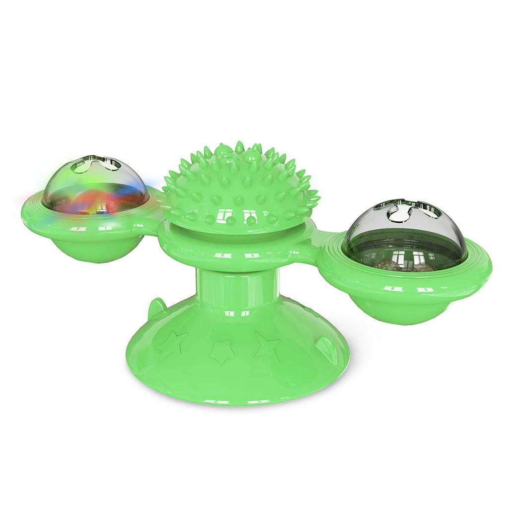 Windmill Cat Toy Turntable Teasing Pet Toy Scratching Tickle Cats Hair Brush 