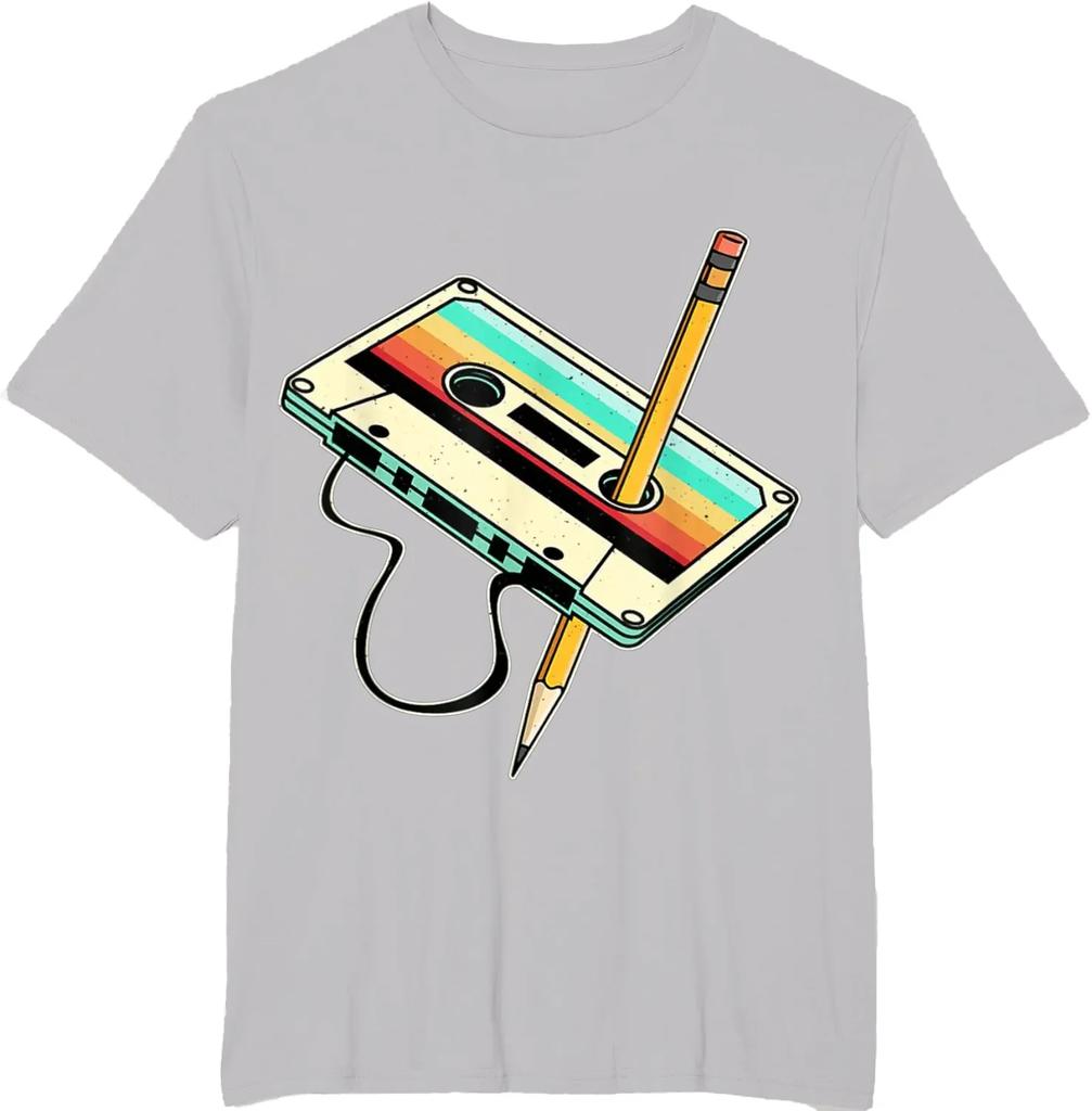80s Cassette Pencil 80s Retro Throwback Music T-shirt Women's Clothing Retro Tshirt Camisetas