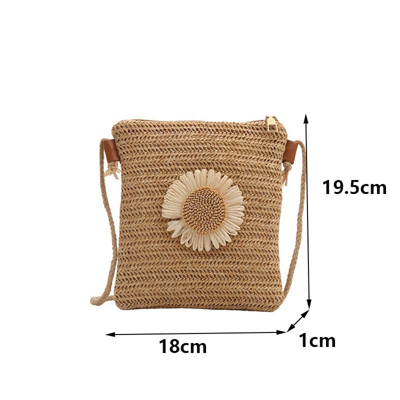 Grass Woven Shoulder Bag Casual Small Braided Crossbody Bag Women Beach Purse and Handbags Summer Sling Bag