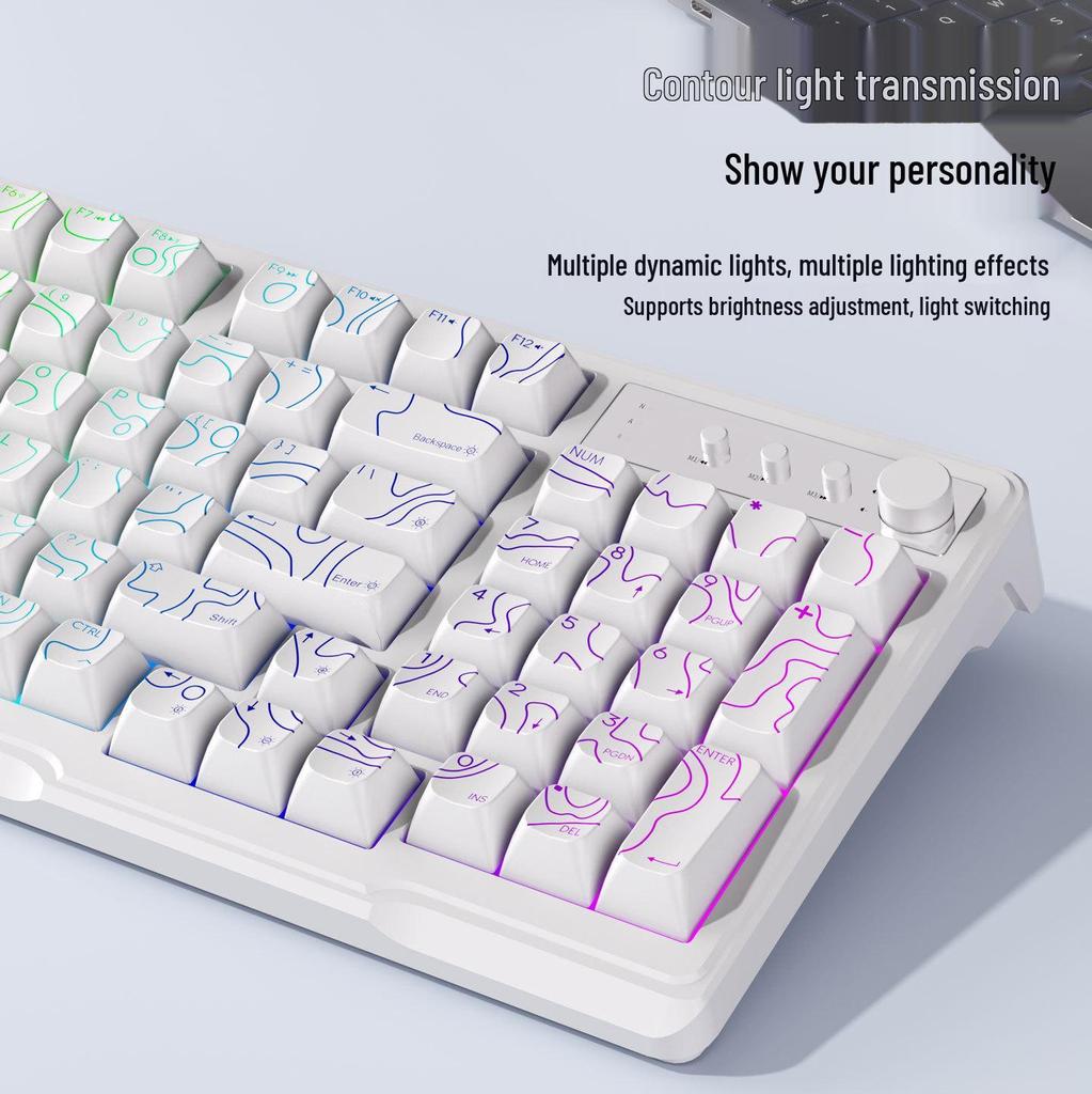 H97 Mechanical Keyboard: Wireless/Wired, RGB, Home/Office/Gaming, Three-Mode Bluetooth for Girls.