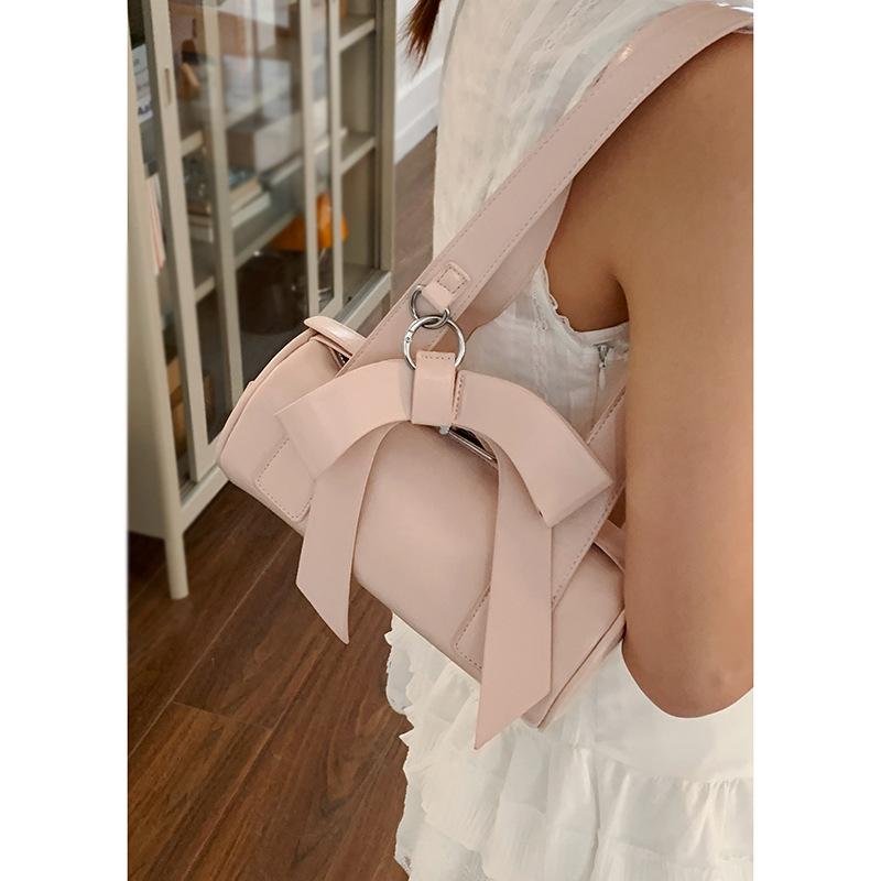 Spring fashion underarm bag women's commuter bag 2025 new pillow bag girl bow tote cylinder bag