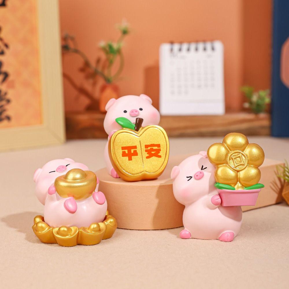 Fortune Blessing Pig Statue Chinese Style New Year Pig Figurine Funny Lucky Pig Figurine  Kid Toys