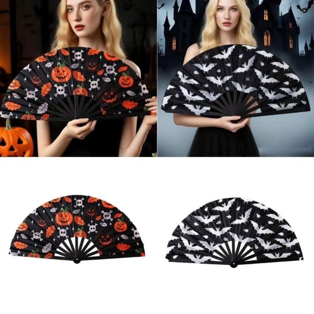 Durable Halloween Folding Fan 33cm Rave Dance Fan Kung Fu Folding Fan Halloween Party
